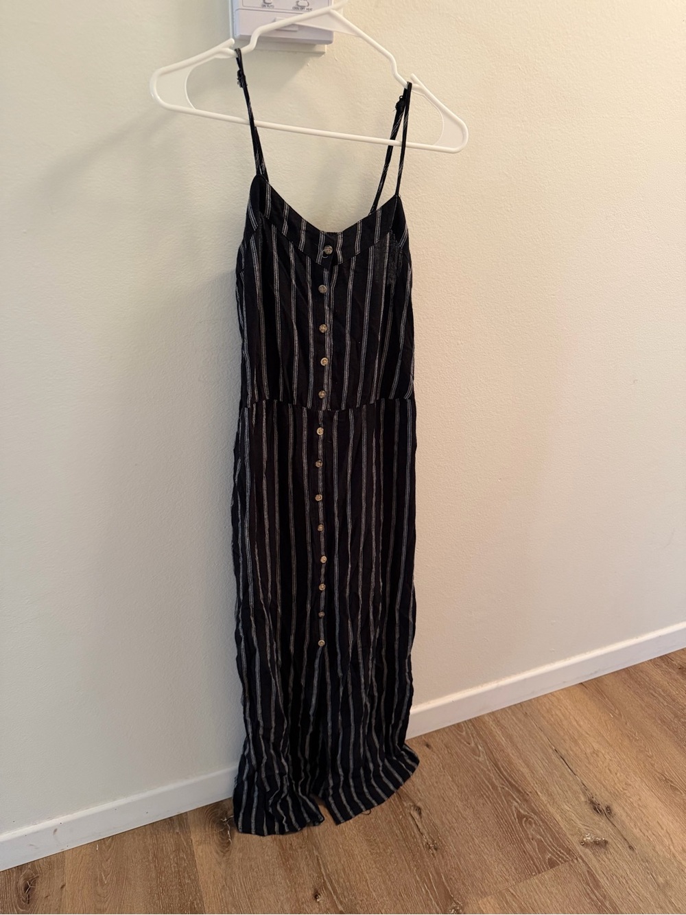 Universal Thread Black Maxi Dress with Vertical White Stripes